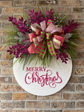 Pink and Green Christmas Door Hanger