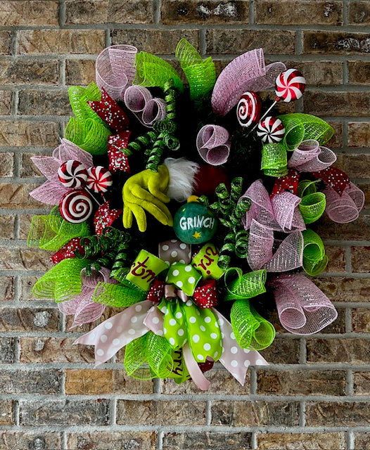 Grinch Themed Door Wreath