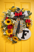 Sunflower Red Rose Personalized Wreath