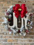 Flocked "Joy" Christmas Wreath