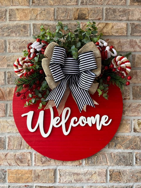 Christmas "Red " Welcome" Gingerbread Door Hanger