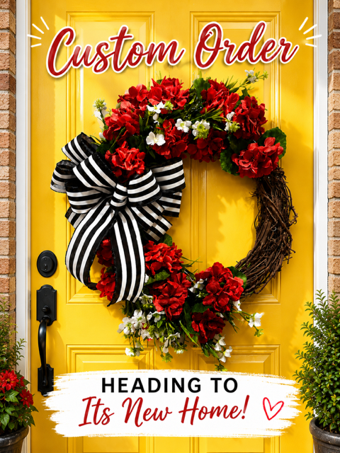 Custom Order-Vibrant Red Geranium Wreath