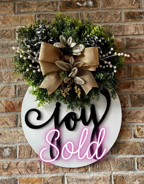 Gold and Black "JOY" Door Hanger