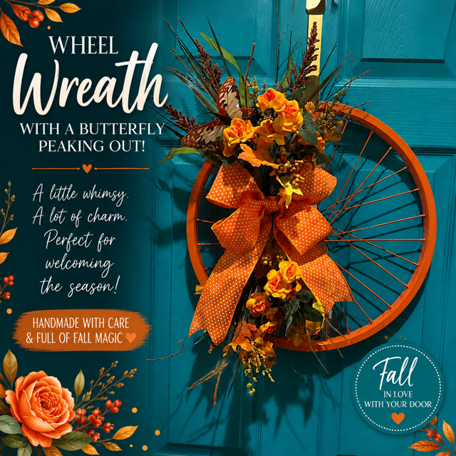 Stunning Orange Wheel Door Hanger